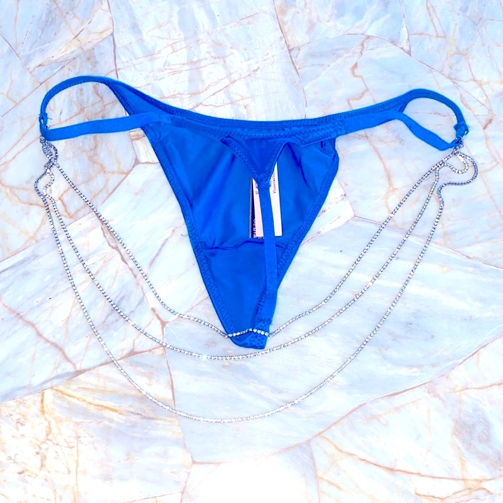 New VERY SEXY Bombshell Shine Strap Thong Panty Crystal Band Underwear Chain XS